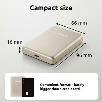 Intenso Power Bank 7344031 10000 мАч, 15 Вт беспроводная зарядка, 20 Вт USB-C PD, совместим с MagSafe, шампанское (7344031)