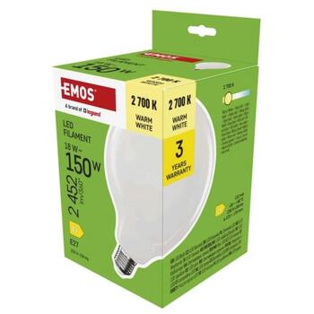 Emos LED лампа G125 ZF2D82, 18 W, 230 V, 2452 lm, теплый белый, 360°, 25 000 часов, E27 (ZF2D82)