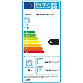 Electrolux LKK560011W gāzes plīts ar elektrisko cepeškrāsni, 50cm, 58l, 3000W, 2000W, 1000W, A, SteamBake, AirFry, AquaClean (LKK560011W)