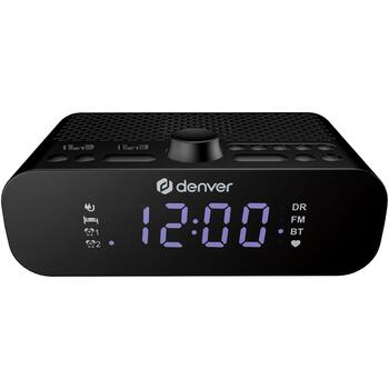 Denver Радио будильник CRD-515 111131100050, 230V, 3.5'', FM радио, Bluetooth, USB-C зарядка, будильник (111131100050)