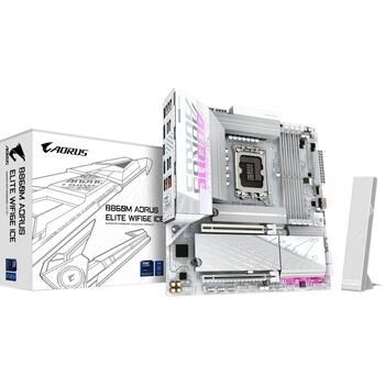 Gigabyte B860M AORUS ELITE WF6E ICE mātesplate, LGA 1851, DDR5, 9200MHz, 256GB, Micro-ATX, 2.5GbE, Wi-Fi 6E, USB 4 (B860M A ELT WF6E ICE)