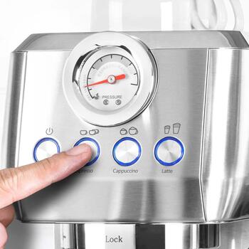 Gastroback 42722 Design Espresso Piccolo Pro M, 1350W, 20 бар, 1.3л, автоматический вспениватель молока, манометр (42722)