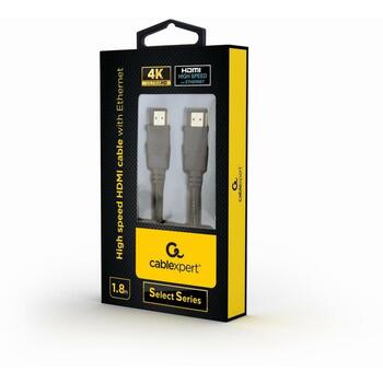 Gembird HDMI kabelis 1.8M CC-HDMIL-1.8M 4K UHD 60Hz, 18 Gbit/s, zelta savienotāji, melns (CC-HDMIL-1.8M)