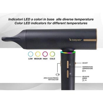 Beper Fēns P301ASC010, 1800 W, 220-240 V, 3 ātrumi, 3 temperatūras, 2 uzgaļi, aukstā gaisa funkcija, jonu funkcija (P301ASC010)