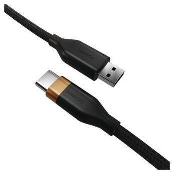 Duracell DRU5011A кабель, USB A на USB C, 1м, черный, прямой, штекеры (DRU5011A)