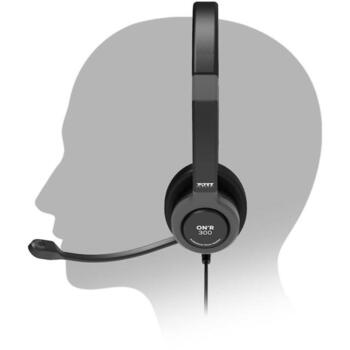 Port Connect наушники PRO ON'R 300 912001, проводные USB-A, накладные, черные, стерео, 32 Ом, 20-20k Гц, шумоподавление, микрофон (912001)