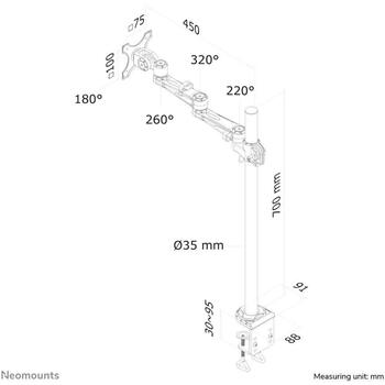 Neomounts monitors stiprinājuma roka FPMA-D935POLE70, 10-30