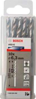 HSS-G urbji metālam 6,3mm 10gab., Urbjmašīnām/skrūvgriežiem PRO METAL HSS-G STANDARTA SPIRĀLVEIDA URBJA GARUMS, 2608585498, BOSCH (2608585498)