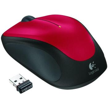 Logitech USB оптическая мышь M235 910-002496, 2.4GHz, 3 кнопки, батарея AA, красный цвет, нано приемник (910-002496)