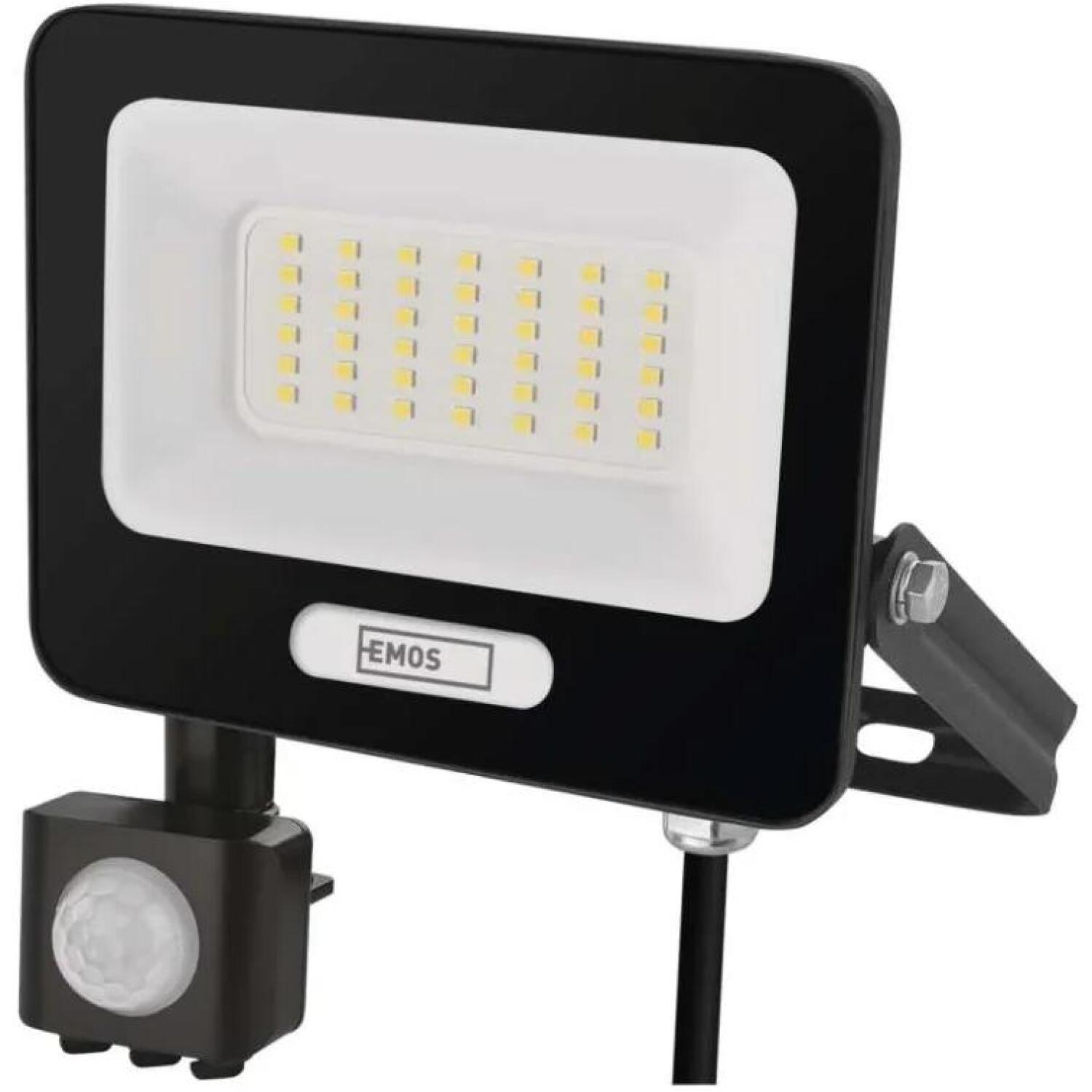 Emos LED прожектор GLARO ZS2334B, 30 W, 3000 lm, IP54, нейтральный белый, PIR датчик, алюминий, стекло (ZS2334B)