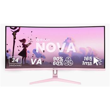 Arozzi monitors Nova AZ-NO-34T2K165-PNK, 34 collas, 3440x1440, VA, 165 Hz, 1 ms, 350 cd/m², 21:9, HDR10, iebūvēti skaļruņi, rozā (AZ-NO-34T2K165-PNK)