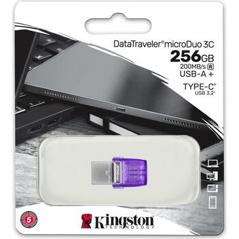 Kingston DataTraveler USB флешка DTDUO3CG3/256GB, 256 GB, USB Type-C/Type-A, скорость чтения 200 MB/s (DTDUO3CG3/256GB)