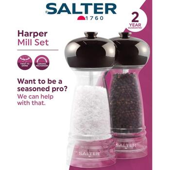 Salter Мельница для перца BW12949GEU7, прозрачная, ручная, 17,8x6,7x6,7см, большая емкость, регулируемая степень помола (BW12949GEU7)