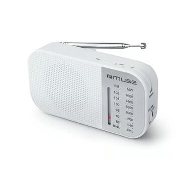 Muse портативный радиоприемник M-025RW, FM/MW, аналоговый тюнер, 2x1,5V AAA, белый (M-025RW)