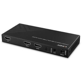 Lindy видеораспределитель 38534 2 HDMI 8K60, 8K 60Hz, HDR, извлечение аудио, переключатель понижения разрешения (38534)