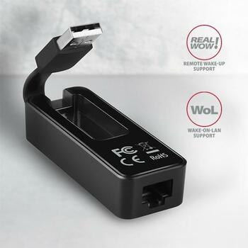 Axagon Сетевой адаптер ADE-XR 10/100Mbit, USB 2.0, Ethernet, 1 RJ-45 порт, Realtek RTL8152, черный (ADE-XR)