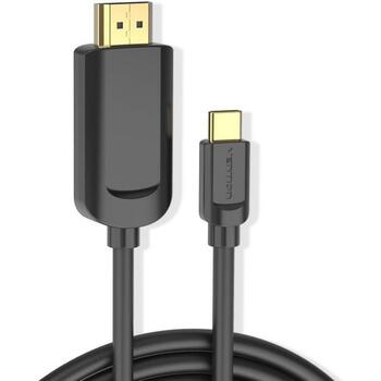 Vention Видео кабель адаптер CGUBH 2м, USB Type-C, HDMI, 3840 x 2160, 30Гц, 3 слоя защиты, черный (CGUBH)