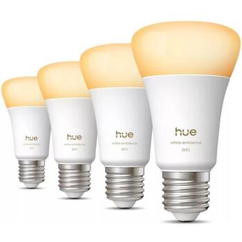 Philips Hue умная лампа 8720169364745, E27, 6 Вт, 810 лм, 220-240 В, 4 шт, A60, LED, Bluetooth, Zigbee, тепло-холодный белый (8720169364745)