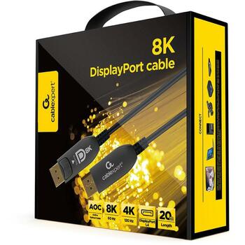 Gembird DisplayPort kabelis CC-DP8K-AOC-20M 20 m, 4.5 mm, 8K 60 Hz, 1.4, metāla savienotāji (CC-DP8K-AOC-20M)