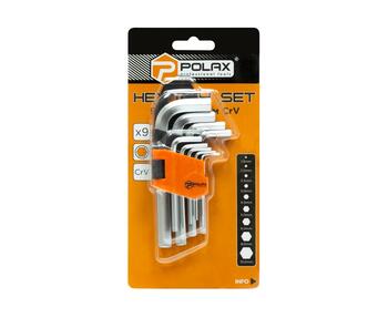 Sešstūra atslēgu komplekts 9gab., 1.5-10mm CrV, īsās 25-005 POLAX (25-005)