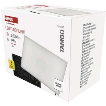 Emos LED прожектор TAMBO ZS2522, 20 W, 2000 lm, IP65, черный, 100 lm/W, алюминиевый корпус, нейтральный белый свет (ZS2522)