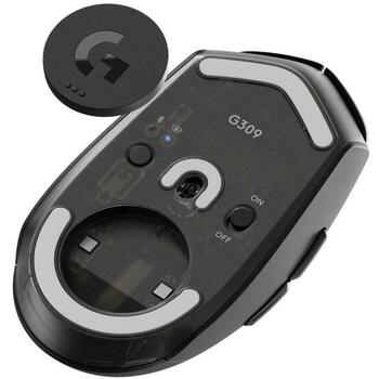Logitech USB optiskā pele G309/910-007199, 2560 DPI, 400 fps, 6 pogas, akumulators AA, melna (910-007199)