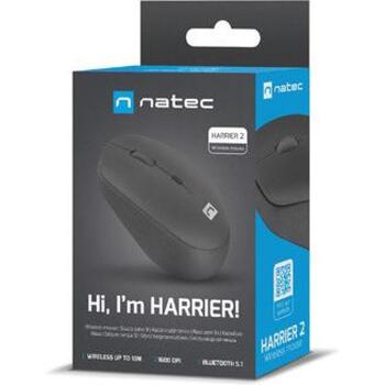 Natec optiskā pele Harrier 2 NMY-1960, 1600dpi, Bluetooth 5.1, 4 pogas, 10m, ergonomisks dizains (NMY-1960)