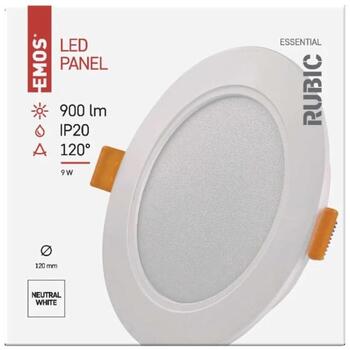Emos LED светильник RUBIC ZD1432, 12 см, 9 Вт, 900 лм, 220–240 В, 50/60 Гц, IP20, 25 000 ч, 4 000 K, 120°, встраиваемый (ZD1432)