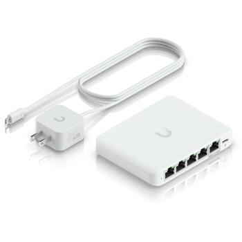 Ubiquiti UniFi Flex Mini 2.5G Управляемый USW-Flex-2.5G-5, 12.5 Gbit/s, 5x2.5G Ethernet, PoE, белый (USW-Flex-2.5G-5)