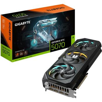 Gigabyte Видеокарта GV-N5070GAMING OC-12GD, 12GB GDDR7, 192 бит, PCI-E 5.0, 2625 МГц, 3 x DP 2.1a, 1 x HDMI 2.1b, NVIDIA DLSS 4 (GV-N5070GAMING OC-12GD)