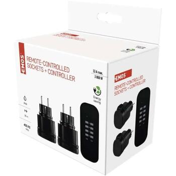 Emos Розетки с дистанционным управлением P0068, 1x2P+PE, IP44, 3000W, до 30м, до 4 розеток, защита от детей (P0068)