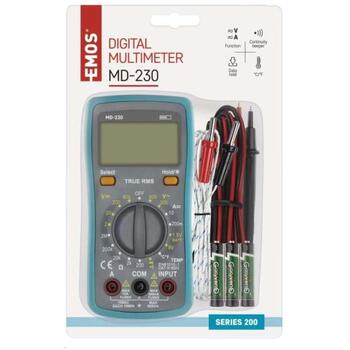 Emos Мультиметр MD-230 M0230, 35×75×155mm, 200mA-10A AC, 200mA-10A DC, 200-600V AC, 2-600V DC, 3,5 цифровой дисплей (M0230)
