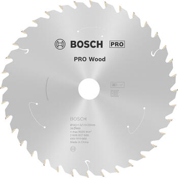 Standard for Wood 165x20/16x1.5/1.0x36T, Rokas ripzāģiem PRO WOOD CORDLESS RIPZĀĢA ASMENS, 2608837686, BOSCH (2608837686)