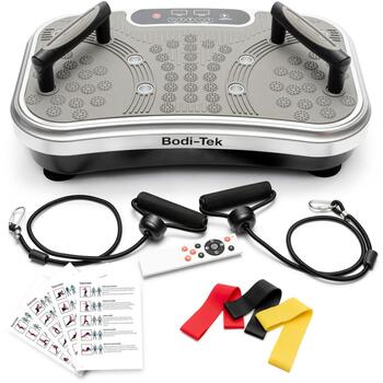 Bodi-Tek Vibrācijas plāksnes trenažieris BT-VIBE-EU, Pelēka, 10 masāžas režīmi, tīkls, vibromasāža (BT-VIBE-EU)