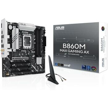 Asus Материнская плата B860M MAX GAMING AX, LGA 1851, DDR5, 256 ГБ, 3 M.2, 2.5 Гбит Ethernet, Wi-Fi 6, 4 SATA, 7.1 аудио (B860M MAX GAMING AX)