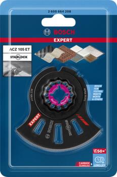 Starlock ACZ105ET 1 gab., Svārstību daudzfunkcionālajiem darbarīkiem EXPERT ACZ 105 ET MULTI MATERIAL SEGMENTVEIDA ZĀĢA ASMENS, 2608664208, BOSCH (2608664208)