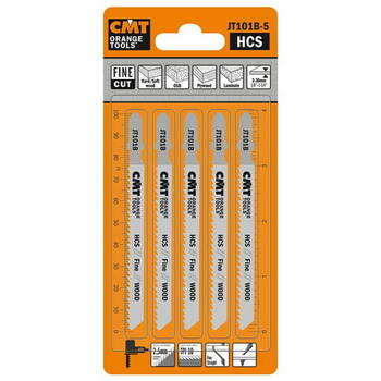 Cmt figūrzāģa asmens kokam JT101B-5, 5 gab, 75mm, 2,5mm, 10 TPI, HCS, T stūris, 3-30mm (JT101B-5)