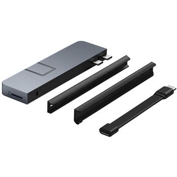 Hyper dokstacija DUO Pro HD575-GRY-GL, 1x HDMI, 1x RJ-45, 1GbE, USB4, USB-C x 2, pelēka (HD575-GRY-GL)