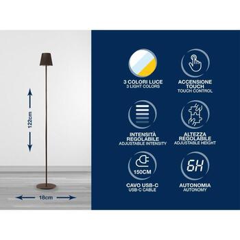 Beper Напольная Лампа P201UTP403, 2.3W, 150lm, 5V, регулируемый белый свет, USB разъем, высота 34-122см (P201UTP403)