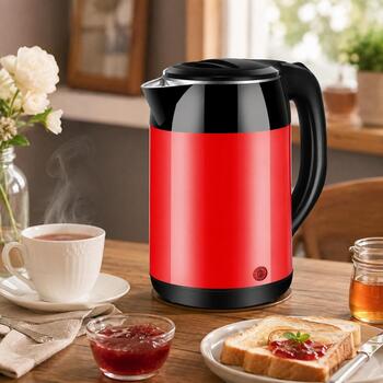 Brock WK 5522 RD чайник, 1,8 л, 1500 Вт, 360° подставка, черный/красный, автоотключение (WK 5522 RD)