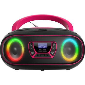 Denver TDB-212 Pink 111141900040, DAB+ Динамик, Розовый, 230V, FM радио, Bluetooth, AUX, USB MP3, LED подсветка (111141900040)