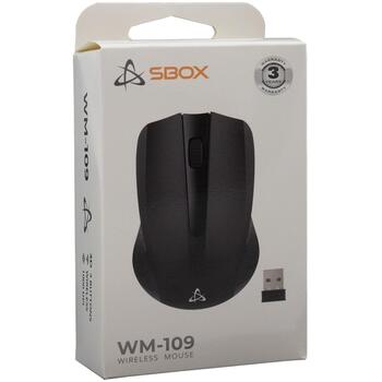 Sbox Мышь WM-109B, 1000 DPI, 3 кнопки, 2x AAA, 10м, RF 2.4 GHz, совместима с Windows и MacOS (WM-109B)