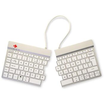 R-Go Tools klaviatūra R-Go Split Break, Bluetooth 5.0, QWERTY, balta, ergonomisks dizains, USB Type-C, 1.02 m kabelis (RGOSBUKWLWH)