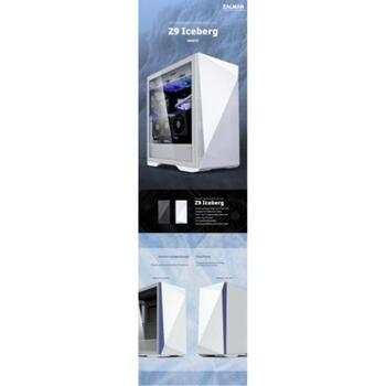 Zalman Корпус компьютера Z9 Iceberg WH, 9.6кг, белый цвет, 7 отсеков для дисков, 3x2.5 дюйма, 2x3.5 дюйма, 1xUSB 3.1 Type C (Z9 Iceberg WH)
