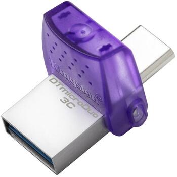 Kingston DataTraveler microDuo 3C DTDUO3CG3/64GB, 64 ГБ, 200 МБ/с, USB Type-A/Type-C, фиолетовый (DTDUO3CG3/64GB)