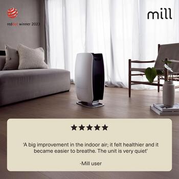 Mill Очиститель воздуха APSILENT, Подходит для помещений до 115 м², 68.3 м³, WiFi, True HEPA13 фильтр, антибактериальное покрытие (APSILENT)
