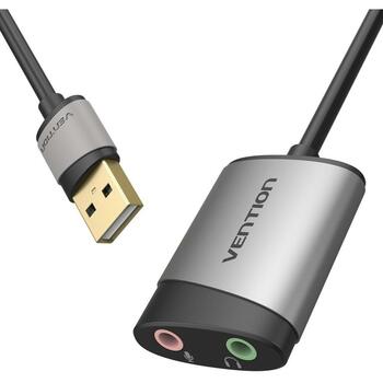 Vention USB внешняя звуковая карта CDKHB 16 бит, 44100-48000 Гц, USB, кабель 0.15 м, серый (CDKHB)