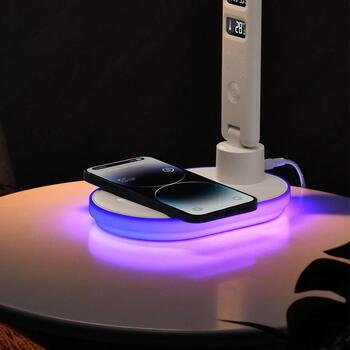 Hawk Настольная лампа HW-LAMP03, 10W, 5 уровней яркости, RGB освещение, будильник, USB выход (HW-LAMP03)