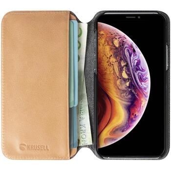 Krusell Sunne PhoneWallet Apple iPhone 11 Pro Max 61750, коричневый, кожзам, отделение для карт, подставка, беспроводная зарядка (61750)