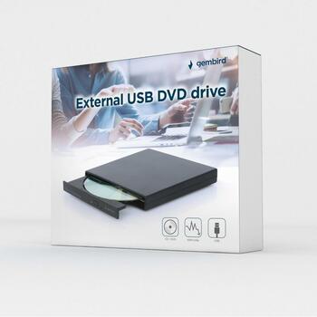 Gembird DVD-USB-04, внешний CD/DVD привод/записывающее устройство, USB 2.0, 24x скорость записи CD, 8x скорость записи DVD, черный (DVD-USB-04)